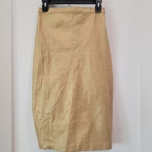 Santa Fe Skirt Women's Size 10 Gold Leather Knee Length